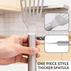 KSENDALO One-piece Fish Spatula Stainless Steel SUS304 - Thick Spatula with Flexible Thin Angled Blade Slotted Egg Flipper, Hollow Grip Metal Turner for Fish/Eggs/Omelettes, Dishwasher Safe