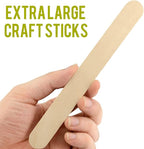 WISYOK 8 inch Popsicle Sticks, 500 Pcs Jumbo Wood Craft Sticks, Fan Handles, Large Popsicle Sticks for Crafts, Wedding Programs, Great for DIY Creative Designs