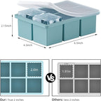 Large Ice Cube Tray for Whiskey 3 Pack, HANCELANT Big Silicone Square Ice Cube Mold with Removable Lid, 2'' Huge Square Ice Cubed Tray for Whisky and Cocktail(Blue+Green+Pink)