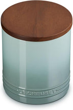 Le Creuset Signature Salt Cellar and Storage Canister with Wood Lid, 1.2 qt., Sea Salt