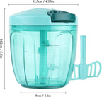 Cambom Manual Food Chopper Vegetable Cutter, Hand String Vegetable Chopper Onions Cutter for Vegetable Fruits Nuts BPA Free Food Safe Material, 900ml Blue