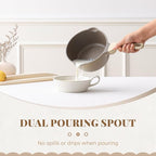 PRICUSIS Nonstick Saucepan with Lid, 2 Quart Sauce Pan, Healthy Sauce Pot with Pour Spouts for Multipurpose Use, PTFE, PFOA Free, Induction Compatible, Apricot