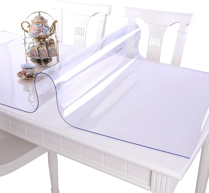 NECAUX Custom 27.6 x 82.7 Inch Clear Table Cover Protector, 1.5mm Thick Water Resistant Plastic Non-Slip Protective Table Pad Decorative Tablecloth for Meeting Table, Trainning Table, Conference Table