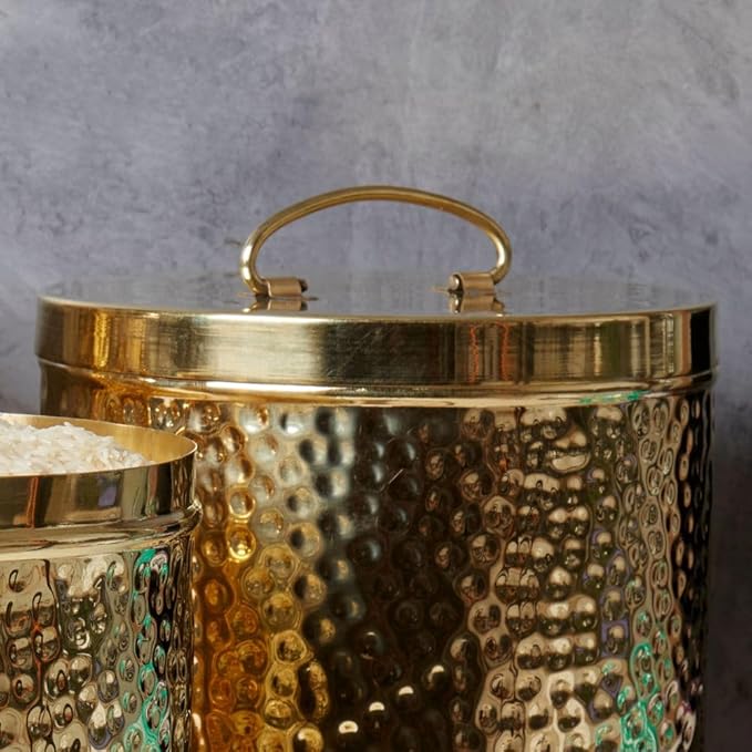 Jumbo Pure Brass Pantry Flour Canister Set of 3