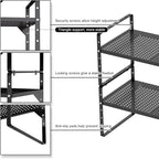 Expandable Cabinet Shelf Organizers, Stackable Cabinet Pantry Counter Under Sink Shelves Storage Shelf Rack for Kitchen Home Office, 10.24" W Black, 3 Pack