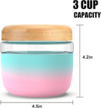 Tronco 24 oz Glass Container with Bamboo Lids, Food Storage Bowls for Soup, Stew & Overnight Oats, 100% Leak & Spill Proof, Airtight, Microwave & Dishwasher Safe, BPA-Free