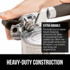 GORILLA GRIP Heavy Duty Stainless Steel Smooth Edge Manual Can Opener and Bottle Openers, Soft Comfortable Handle, Oversized Handheld Turn Knob, US Designed Multifunctional Kitchen Tool, Coffee