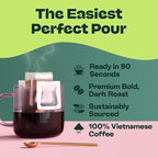 Copper Cow Coffee Premium Pour Over Single-Serve Vietnamese Coffee Pouches (8 pack) | Classic Black | Dark Roast | Convenient Vietnamese Ground Coffee Packets, Travel Friendly