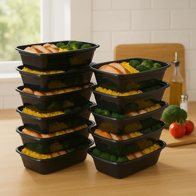 Ruthy's Outlet Meal Prep Containers W/Lids -Square Food Storage – BPA-Free| Stackable | Microwave | Freezer & Dishwasher Safe | Reusable Lunch Bento Box Portion Control & Planning (50 Pack, 16 oz)