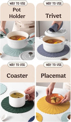 Heat-Resistant Silicone Trivet Mats, Non-Slip Hot Plate Holder for Kitchen Countertops & Dining Table, Reusable Pot Holder Pad with Secure Grip, Dishwasher Safe (Green, Diameter: 18cm/7.09")
