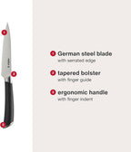 Zyliss Comfort Pro Serrated Paring Knife - Full Tang Vegetable & Bread Knife - Ice Hardened Stainless Steel Serrated Knife - Cutlery with Antibacterial Handle - Black/Stainless Steel - 4.5 Inches