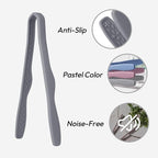 carrotez 2 Pack Mini Silicone Toaster Tongs, Anti-Slip,Non-Scratch mini tongs 7inch silicone tongs - Modern Grey