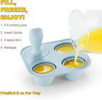 Toddler Popsicles Molds 1 Pack 4 Handle, BPA Free, Silicone Baby Popsicles Molds Easy Release Ice Cream Molds Reusable
