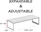 Stackable Expandable Metal Shelf Organizer - Adjustable Wire Storage Rack with Holes for Kitchen, Bathroom, Cabinet, Office - Space Saving, Durable & Sturdy Design（2PACKS/Medium/White