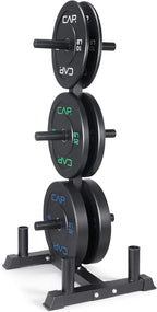 CAP Barbell 2-Inch Olympic Bumper Plate Weight Set with 6 Post Rack | 100-370 lbs | Multiple Options