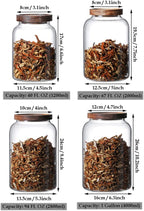Large Glass Jars with Airtight Wooden Lid, Food Storage Glass Canister, Clear Cereal Storage Container for Flour, Sugar, Coffee Beans, Snack (40 FL OZ (1200ml))