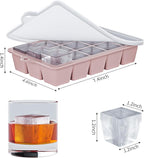 Silicone Ice Cube Tray 3 Pack - EASY RELEASE ice cube tray with lid, BPA Free Ice Cubes Trays for Freezer,ice cube mold for Cocktail,Whiskey (Blue+Pink+Green)
