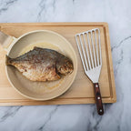 MSY BIGSUNNY Heavy Duty Fish Turner, Stainless Steel Slotted Turner with Pakkawood Handle, 4X13 Inches