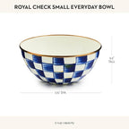 MACKENZIE-CHILDS Enamel Everyday Bowl, Serving Bowl for Entertaining, Small, Pink-and-White Rosy Check, Set of 1