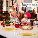 Corn Dishes and Corn Holders Set Kits, PEOUWNES Corn on The Cob Holders, Corn Cob Holders Skewers BBQ Twin Prong Holders, Includes 12 Stainless Steel Corn Holders, 6 Corn Trays and Butter Spreader