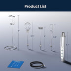 Milk Frother with Stand Rechargeable-Handheld Frother Wand with 3 Stainless Whisks 3 Speed Adjustable, Electric Whisk Drink Mixer, Foam Maker Blender for Matcha Latte Cappuccino Chocolate