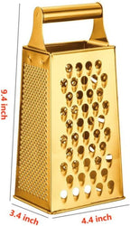 Stainless Steel 4 Sides Grater Slicer with Handle, Multifunctional Cutter Planing for Ginger, Garlic, Cucumbers, Carrots, Cheese, Potato, Ergonomic Design Kitchen Gadgets Accessories（Gold）