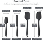 Heat Resistant Silicone Spatula Set: U-Taste 600ºF High Temp Seamless Food Grade Utensil, Flexible Rubber Silicon Kitchen Cooking Mixing Baking Scraper for Nonstick Cookware Set of 4 (Black)