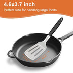 Beijiyi Stainless Steel Spatulas Set, Solid and Slotted Metal Turner Spatula for Cooking Cast Iron Skillet, Kitchen and Griddle Spatula with Full Tang Silicone Handle for Smash Burger, Pancake, Egg