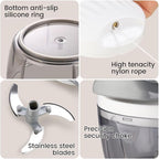 Manual Food Processor & Vegetable Chopper Green - 2.3 Cup Mini Hand-Pull Cord Kitchen Chopper for Onion, Garlic, Vegetables with 3 Stainless Steel Blades