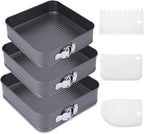 Rectangle Springform Cake Pans Set,Not-Stick Cheesecake Pans with Removable Bottom Stainless Steel Bakeware DIY Baking Mold Funny Cake Tins with Scrapers for Kitchen Birthday Valentine Day Wedding