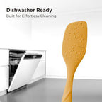 Kitchen Mama WaltzGrip Platinum Silicone Scraping Spatula: Heat Resistant, Seamless, Non Stick for Frying Pan Cookware, Safe, Flexible Bowl Scraper - Ideal for Mixing, Baking, Stirring (Yellow)