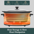 6-Quart Programmable Slow Cooker with Timer Keep Warm - Small Kitchen Appliance for Family Dinners - Serves 6+ People - Heat Settings: Keep Warm(White, Black Liner)