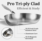 LOLYKITCH 10 Inch Tri-Ply Stainless Steel Frying Pan,Skillet,Chef's Induction Pan,Dishwasher and Oven Safe.