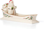 Lenox 894187 Holiday Santa's Sleigh Cracker Tray, 1-Piece, Ivory, Red & Green, 10" x 2.75", Christmas Hosting