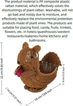 hand-woven round rattan basket storage basket storage box ornaments decorative basket multifunctional picnic food bread basket fruit gift basket key basket. (squirrel)