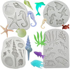 4PCS Marine Theme Fondant Silicone Mold Seaweed Sea Fish Crab Coral Conch Sea Shells Shape DIY Handmade Baking Tools