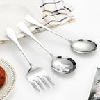Large Serving Utensils,12 Pcs Stainless Steel Serving Set with Serving Spoons,Serving Fork,Serving Tongs,Polished Serving Utensil Set for Buffet Parties Home,Dishwasher Safe