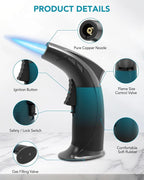 Cooking Torch Lighter with 100ml Butane Refill - Refillable Torch with Flame Lock, Adjustable Flame Mini Blow Torch Set for Cooking, Baking, Creme Brulee, Soldering