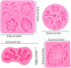 Tropical Flowers Leaves Mold,Animal Silicone Mold,Plumeria Hibiscus Flower Monstera Leafage Chocolate Molds Cactus Fondant Mould for Cake Candy Cupcake Pudding Hawaiian Party Decoration