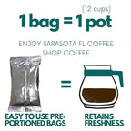 Sarasota Coffee Ground Packets | Gourmet Flavored Medium Roast Bulk Coffee Packs | Christmas Holiday | Low Acid Mold Free Singles Individual Pouches for 12 Cups Maker | 2 Ounce Bags, 36 Count