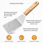 Metal Spatula Set,Fish Griddle Spatulas,Stainless Steel Spatula Turner with Wooden Handle,Small Wide Beveled Edges Spatulas Flippers for Cast Iron Skillet, Pancake, Egg, Burger, Omelet, 2 Pack