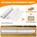 Silicone Baking Mat Roll-Customizable Silicone Mat for Baking- Heat Resistant Silicone Macaron Baking Mat for Cookie Bread Pizza, Reusable& Dishwasher Safe
