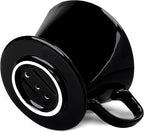 Handmade Pour Over Ceramic Coffee Dripper - Authentic Brewing Experience for Camping, Office, and Home (Black)