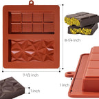 Chocolate Bar Mold Deep Dubai 1 Inch 2 Pcs Pistachio Chocolate Bar Silicone Thick Mold for Stuffed Bar, Large Candy Bar Mould for Filling