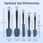 Coukre Silicone Spatula Set of 5,High Temperature Resistant, Food Grade Silicone, Dishwasher Safe, for Baking, Cooking (Deep Blue Black)