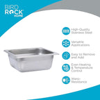 BIRDROCK HOME Stainless Steel Steam Table Pan - Hotel, Restaurant & Catering Supplies - 24 Gauge Steel, 1.2 qt Capacity - Meal Prep, Cooking, & Food Storage Container - 2.5" Depth, 1/6-Size (6 Pack)