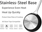 MsMk 11 Inch Nonstick Frying Pan with Lid，Titanium and Ceramic Nonstick skillet with lid, PFOA Free Non-Toxic, Stay-Cool Handle, Scratch-resistant, Induction Skillet With Lid for Induction, Ceramic