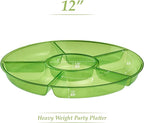 Plasticpro 6 Sectional Round Plastic Serving Tray/Platter (8, Green)