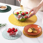 Heat-Resistant Silicone Trivet Mats, Non-Slip Hot Plate Holder for Kitchen Countertops & Dining Table, Reusable Pot Holder Pad with Secure Grip, Dishwasher Safe (Blue, Diameter: 18cm/7.09")