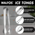 Walfos Mini Tongs for Serving Food, Small Stainless Steel Kitchen Tongs for Appetizers, Sugar, Desserts, Tea Party, Coffee Bar, Set of 12 (Silver)